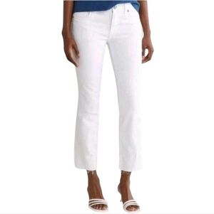 Kut From the Kloth Jeans Size 16 White Nikki Mid Rise Ankle Flare Raw Hem New